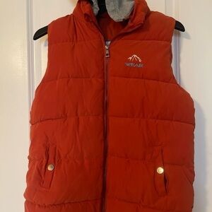 Mountain Wear puffer vest w/ flannel lining, detachable hood, Men’s size Small